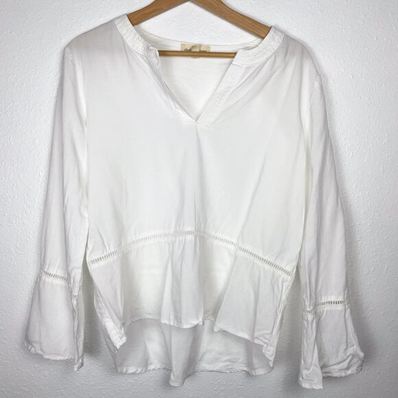 cloth & stone Tops - Anthro Cloth & Stone Size M White Peplum Eyelet Blouse